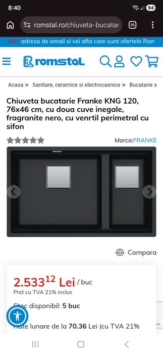 Chiuveta bucatarie Franke KNG 120