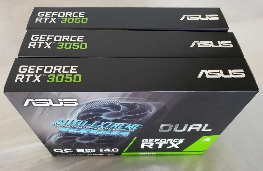 3 Placi video Gaming Asus GeForce RTX 3050 DUAL OC LHR 8GB noi Sigilate