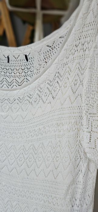 Rochie midi din țesătură subțire, decolteu rotund, mânecă scurtă, S-M