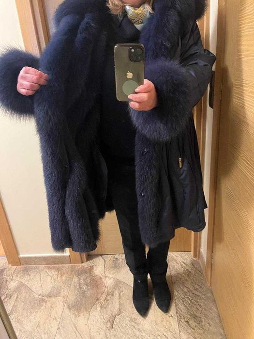 Haina din blana naturala de vulpe cu doua fete