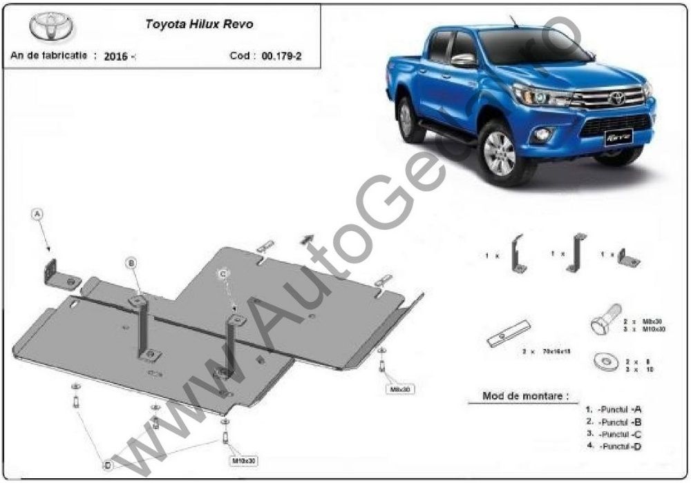 Scut diferențial și reductor din aluminiu 6mm Toyota Hilux Revo