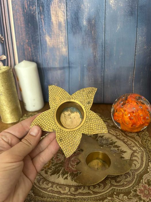 DN874 Set de 2 decoratiuni steluta si bradut sfesnic alama 12cm d 274g