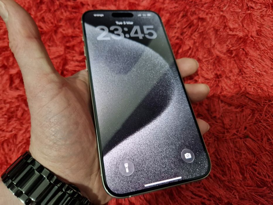 -Iphone 15Pro Max, ca Nou, 256Gb, 8Ram, Silver Titanium, ireprosabil,