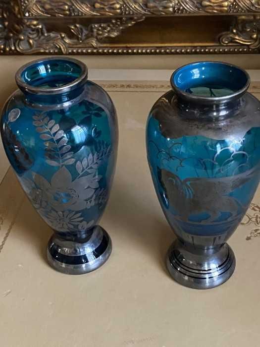 Elegant set 2 vaze Studio Art Murano-argint 925-Italia