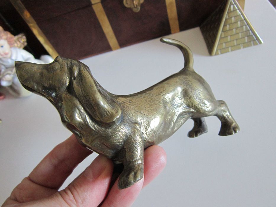 cadou rar Caine Viena 1960 Dachshund Teckel handmade bronz masiv