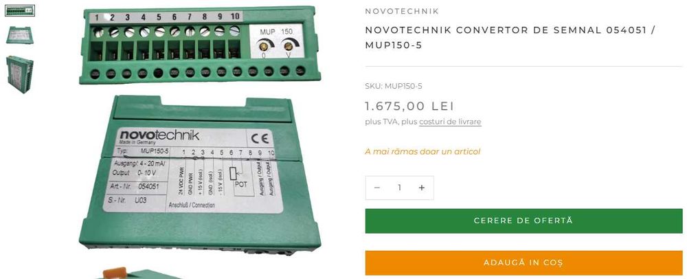 Signal conditioner Novotechnik MUP150-5 transmitter