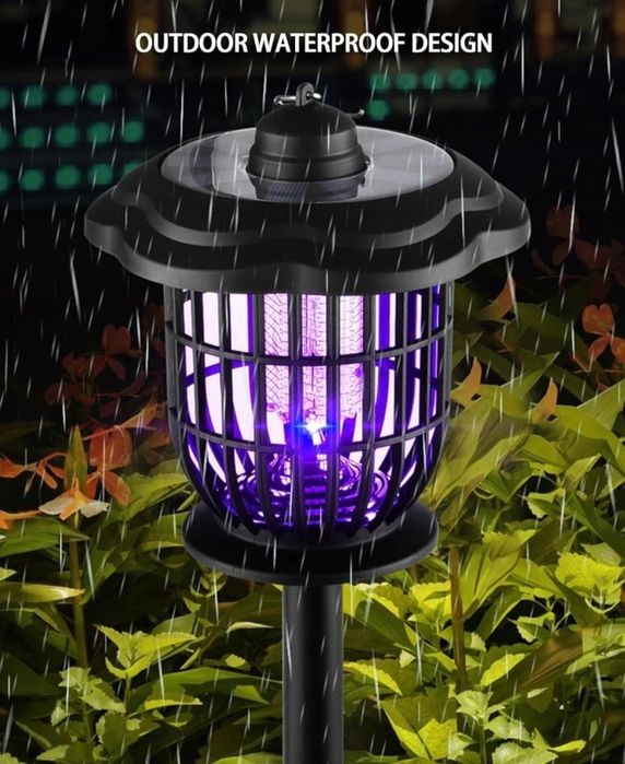 Lampa solara decorativa LED si UV antitantari 52 cm pentru curte si gradina +cablu usb