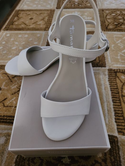 Sandale albe piele naturala-38 noi