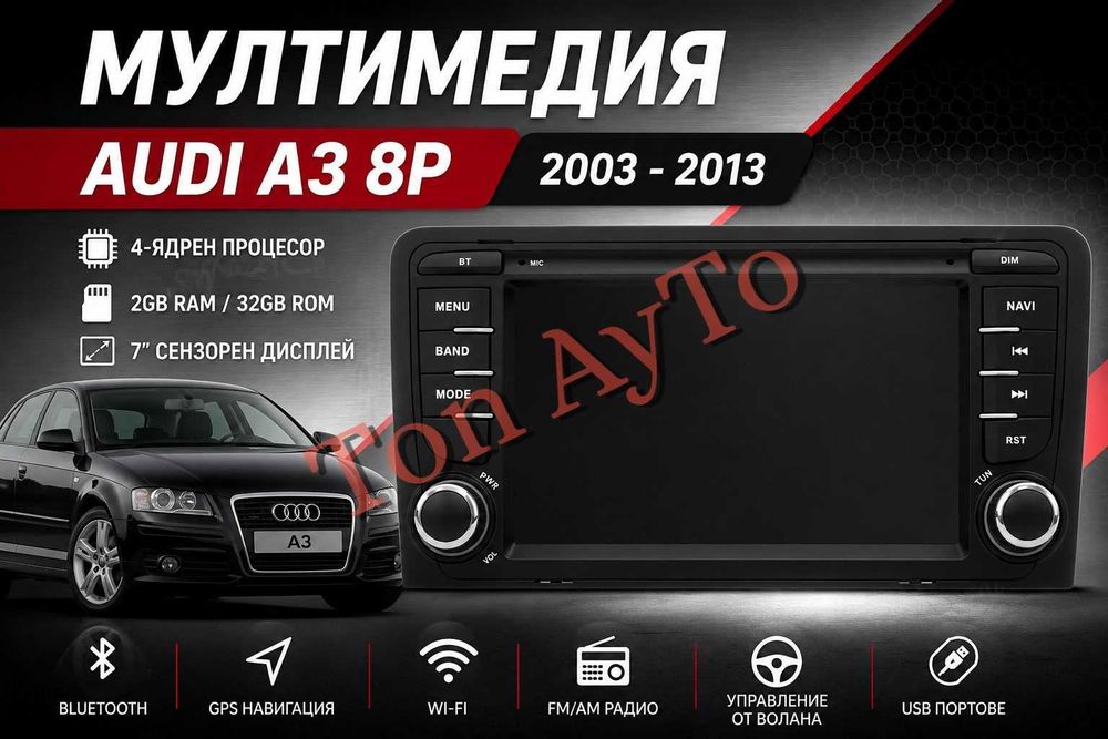Мултимедия Ауди А3 8P Audi A3 8P 2003 - 2013 7" Андроид