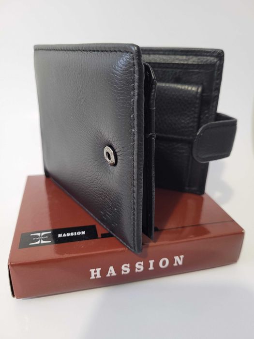 Portofel Hassion negru piele naturală