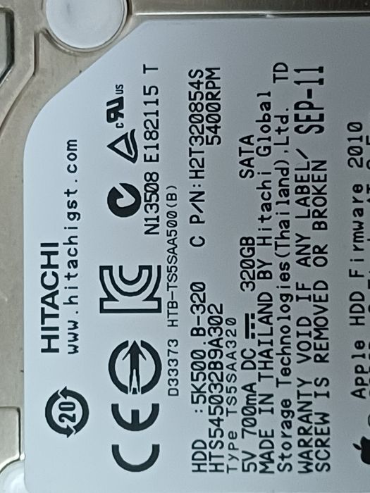 Hitachi 5K500.B-320 - 320GB 5.4K RPM SATA 2.5" Hard Drive