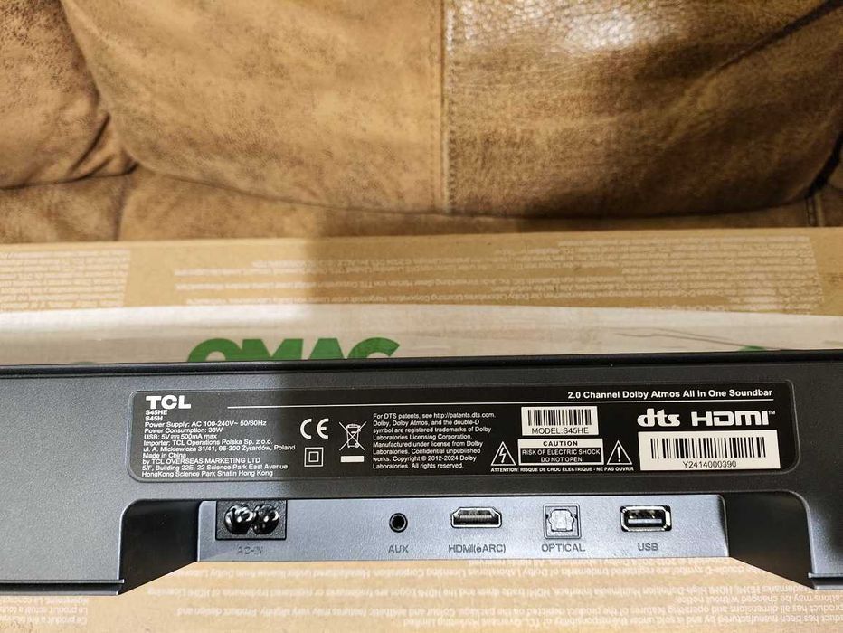Саундбар/soundbar TCL S45H,2.0,100 W,Dolby Atmos,DTS-Virtual,HDMI eARC