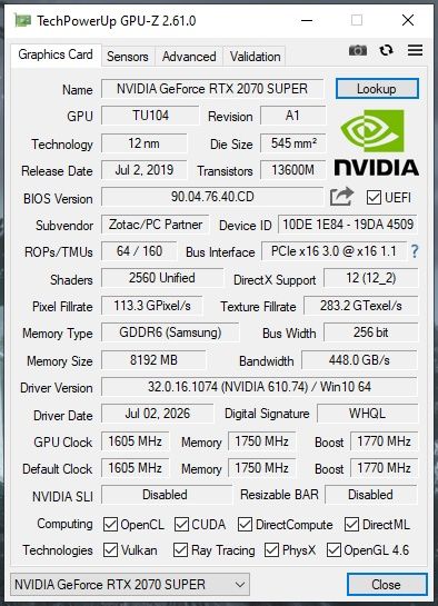 Zotac RTX 2070 Super