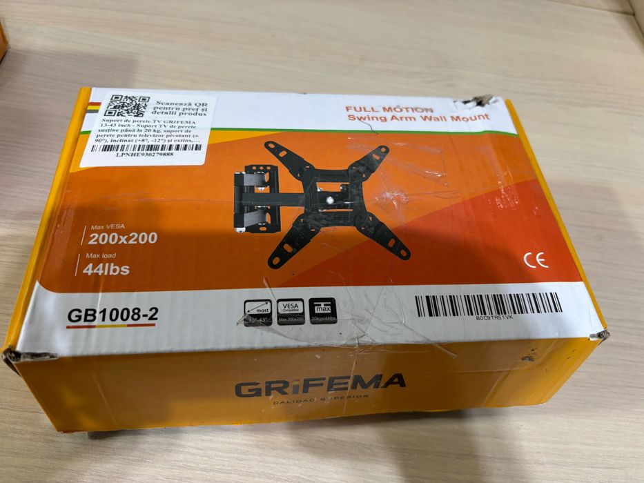 Suport Perete TV sau Monitor 13-43" - 20kg VESA 75/100/200mm, Mic