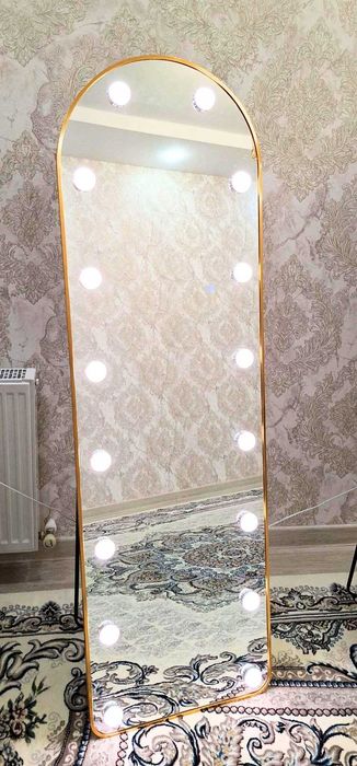 Зеркало лед 160*50 см с подсветкой золотая рама