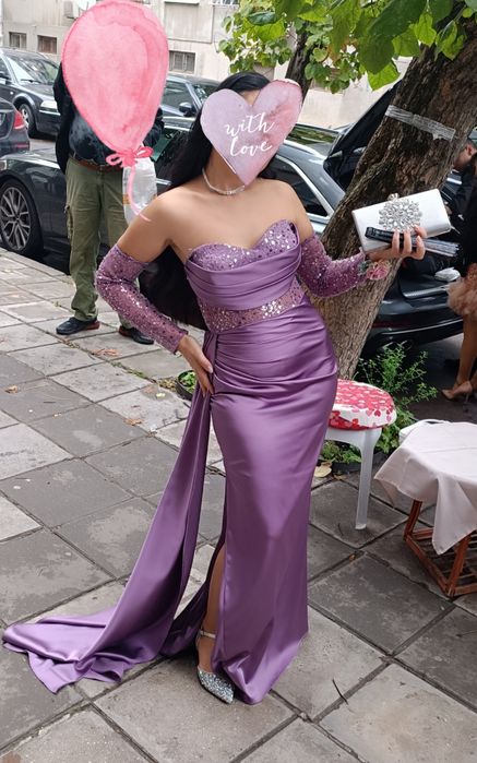 Дълга официална рокля, бална рокля, за сватба, кума