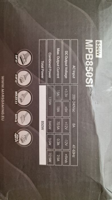 MARS Gaming MPB850SI PSU компютърно захранване