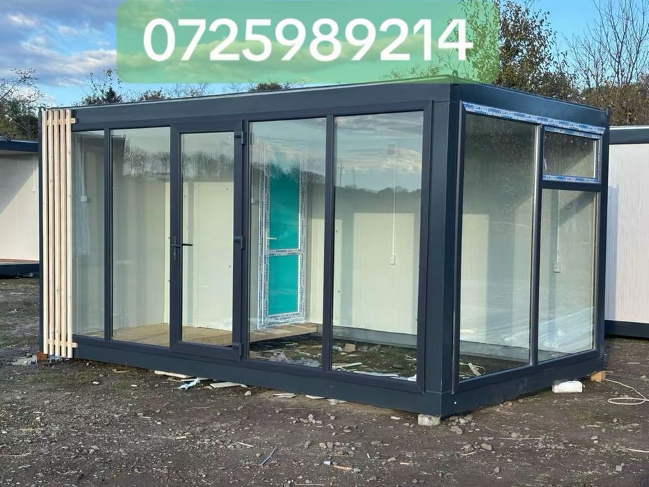 Containere modulare cu sticla securizata transport cu macara hale meta