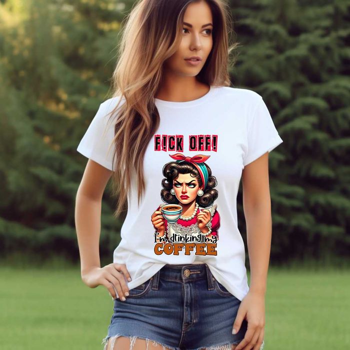 Дамски тениски с чувство за хумор, Coffee first, Wine