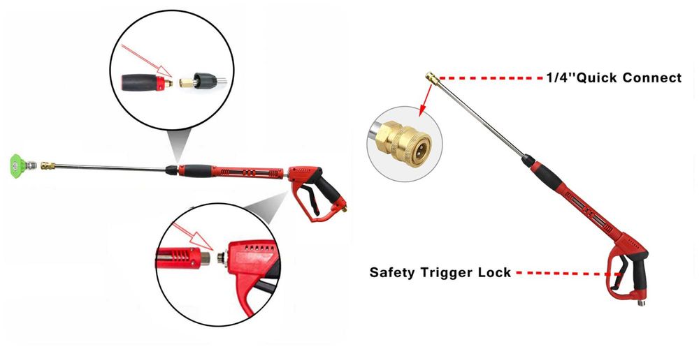 Пистолет за водоструйка съвместим с всички видове водоструйки и парост