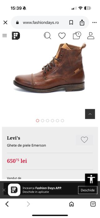Ghete Levi’s, Piele Naturala, Marimea 43
