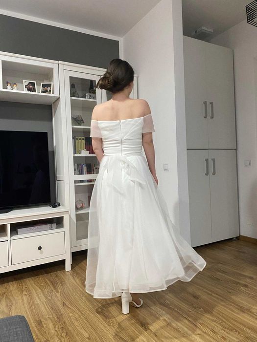 Rochie de mireasa stare civila din voal - marimea 38