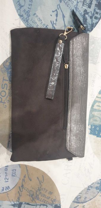 Дамски сив клъч и сребриста официална чанта