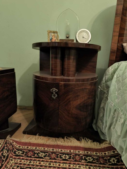 Set Mobilier Interbelic Art Deco Furnir Rădăcină de Nuc
