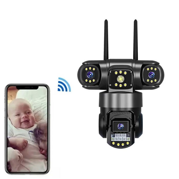 Tри лещи с три екрана Външна  Wifi охранителна камера 10X увеличениние