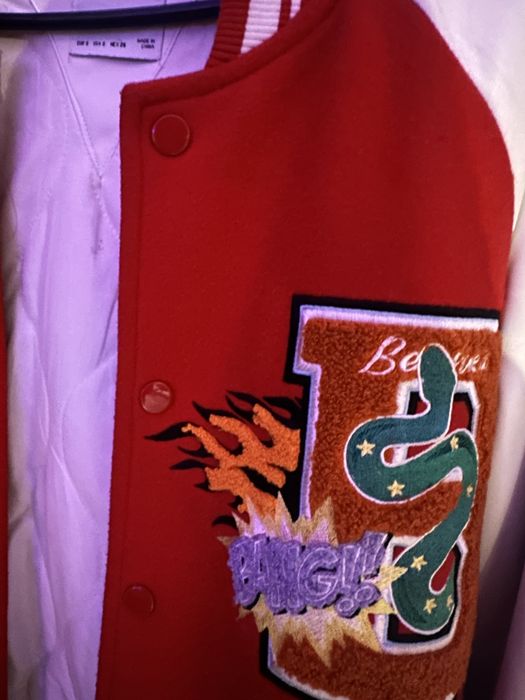 geaca bershka S rosie cu alb