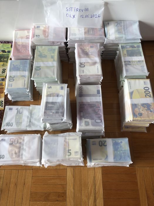 Реквизитни евро банкноти, пачки от 5, 10, 20, 50  100, 200 и €500