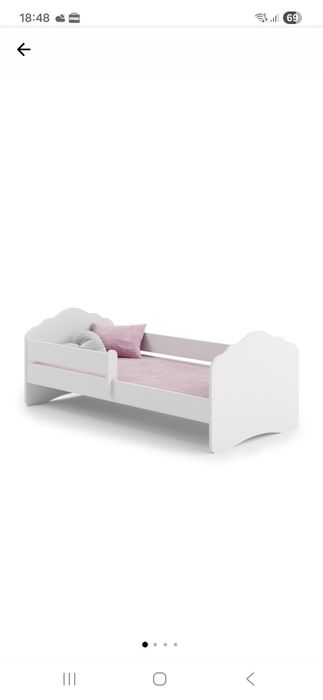 Pat pentru copii, cu o balustrada dimensiune 140x70, saltea  inclusa