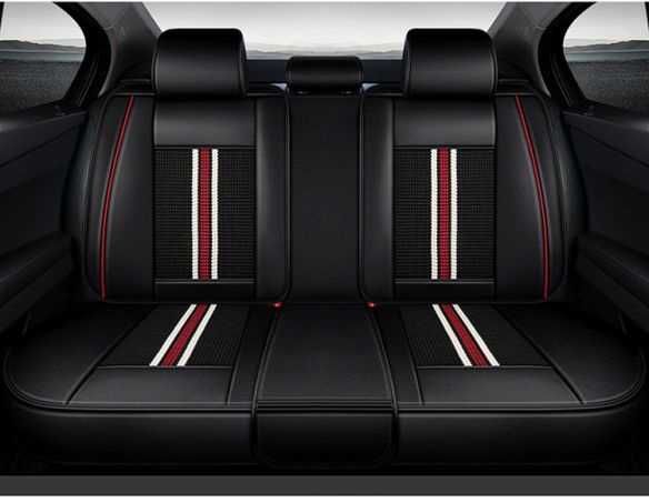 Луксозни калъфи за седалки Комплект Черна Кожена универсална тапицерия