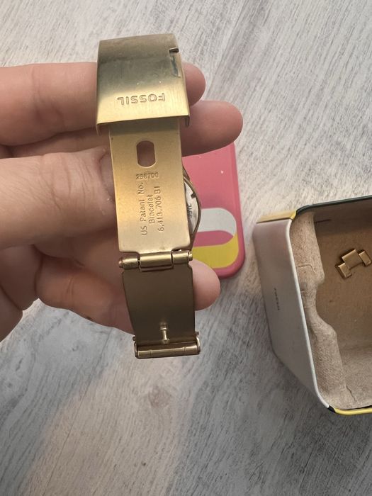 Ceas Fossil Decker , auriu , pietre, analog-digital