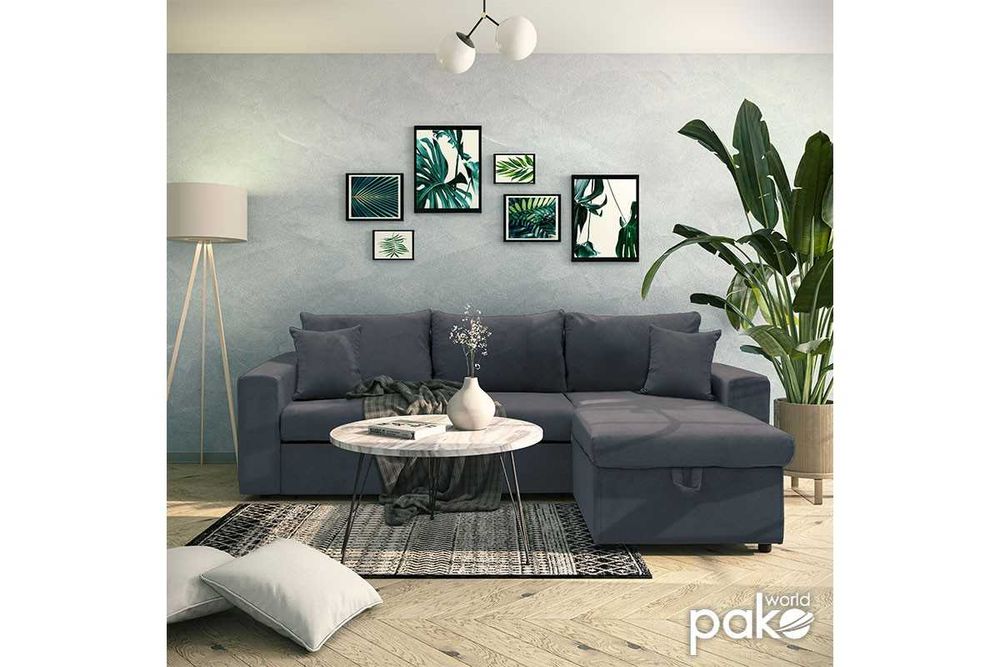 Удобен Ъглов диван Lilian с функция "Сън" и ракла- Безплатна доставка!