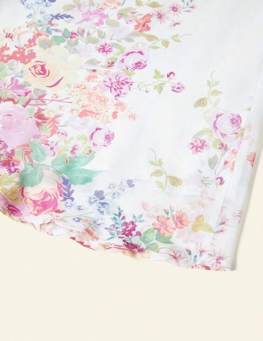 Дамска дълга бяла пола с флорални мотиви