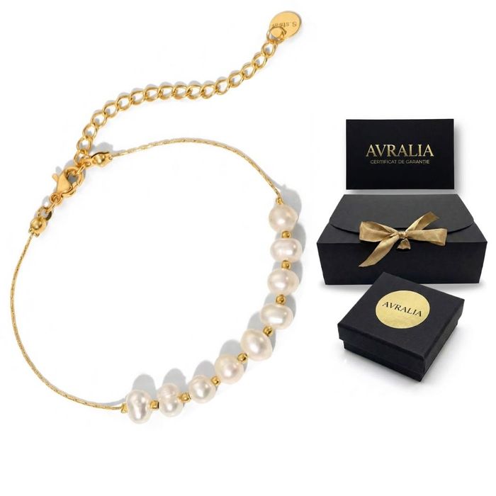 Bratara Premium Placata Aur 18K - Perle Shell, Set Cadou Inclus
