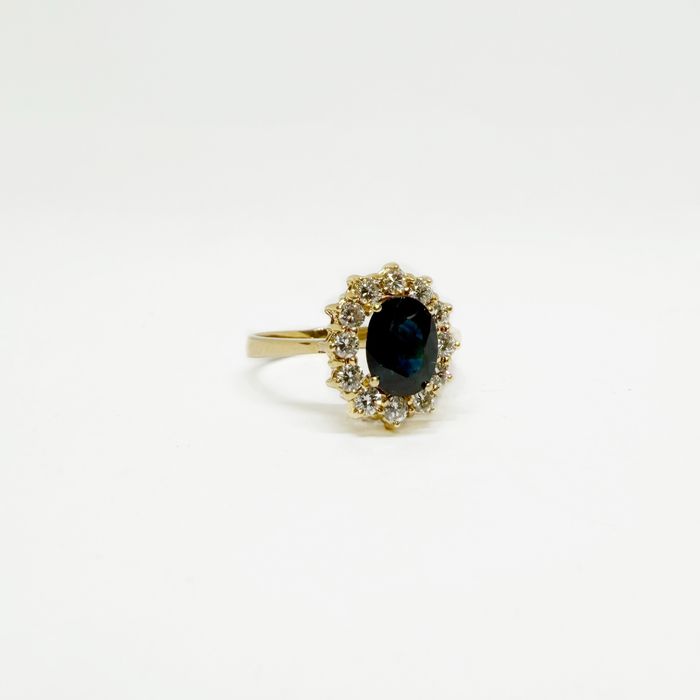 Inel din aur 18k cu safir si diamante naturale