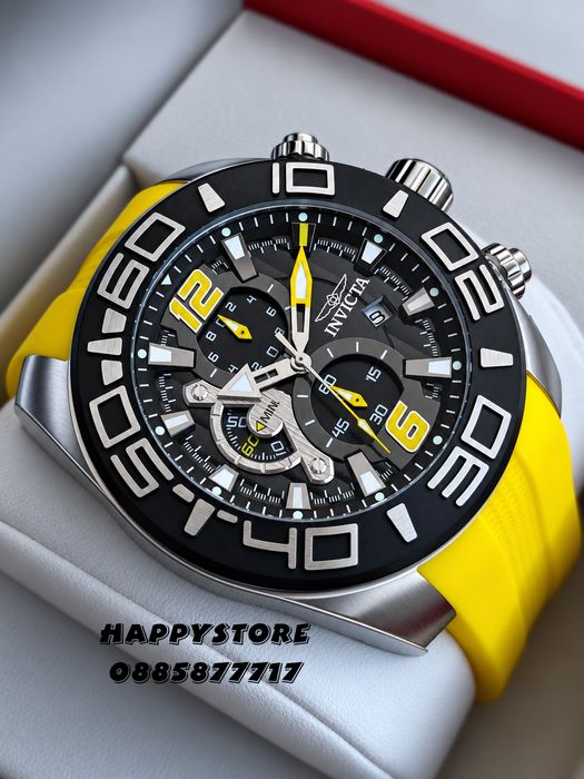 INVICTA Pro Diver Yellow strap 50 mm,. Инвикта нов мъжки часовник