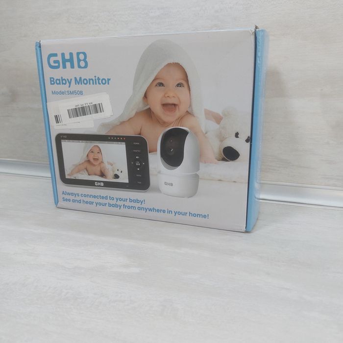 Дигитален видео бебефон GHB SM50B | 5" HD Екран | 4000mAh Батерия | Нощно виждане & VOX | Пълен комплект