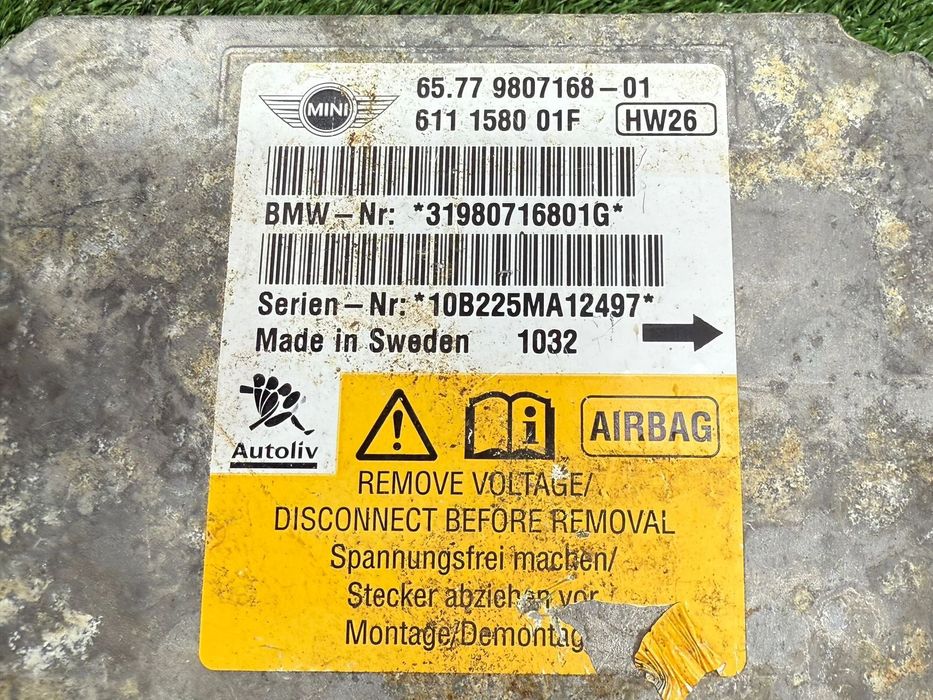 MODUL AIRBAG MINI COOPER CABRIO R57 LCI 1.6 BENZINA 2010 COD OEM 65779807168 9807168 611158001F 31980716801G 2006-2013