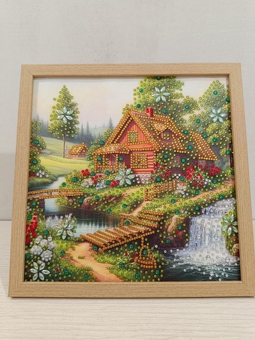 Диамантен гоблен 25 х 25 см готов изработен в дървена рамка