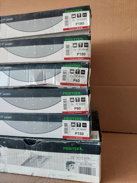 Discuri abrazive Festool 2×P180, P80, P150,P60 3 saci Festool CT 36