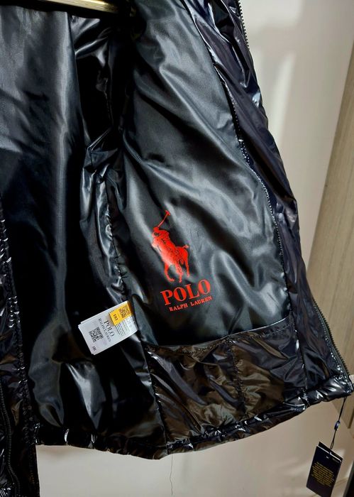 Geaca Polo Ralph The Gorham Glossed negru lucios umplutura puf calitat