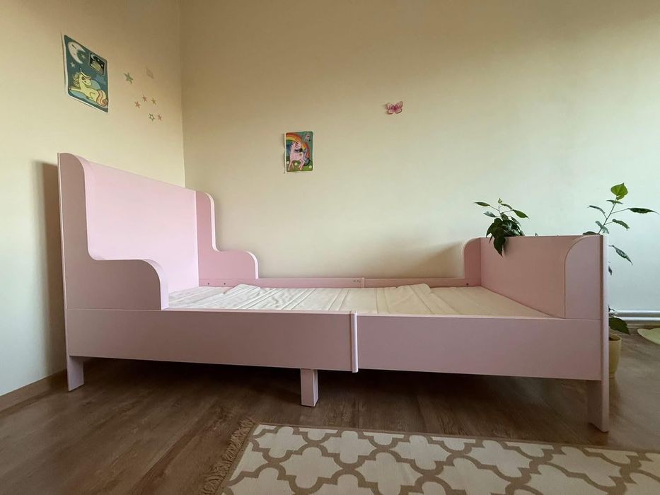 Pat extensibil IKEA BUSUNGE + saltea, stare foarte bună