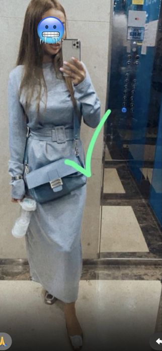 Синяя сумка кожа Италия