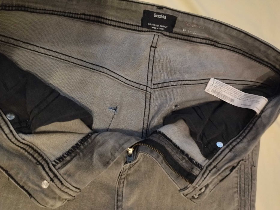 Pantaloni lungi blugi originali Bershka superbi gri