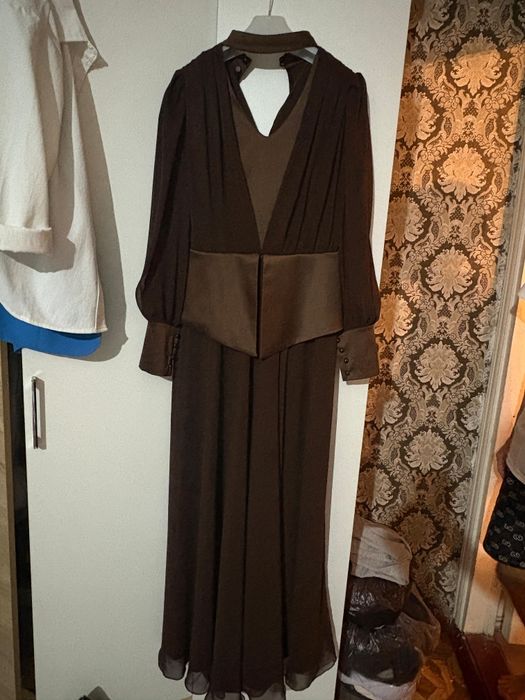 Шифоновое вечернее платье, коричневого цвета