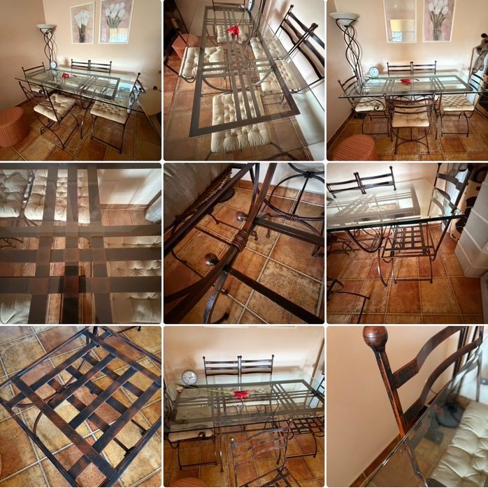 Mobilier fier forjat masa + 6 scaune