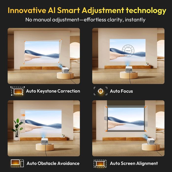 Топ Цена !WiFi6 , 4K , Smart Проектор с вграден Android и приложения